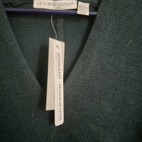 LA CLASSE COUTURE Forest Green V-Neck long sleeve Poncho Sweater, SIZE S - Picture 4 of 7